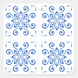 Eenvoudige Azulejo Vierkante Sticker
