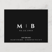 Eenvoudige B/W Monogram Bruiloft Bewaar de datum Briefkaart (Voorkant)