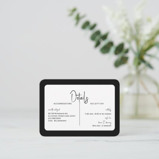 Eenvoudige B/W-weddenschap in contant geld Informatiekaartje (Staand voorkant)