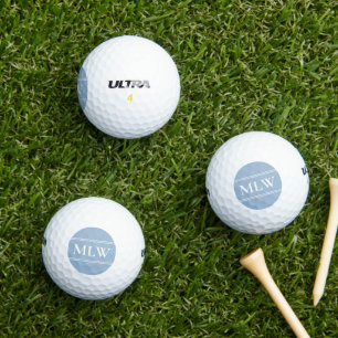 Eenvoudige Baby Blauw en Wit Monogram Sjabloon Golfballen