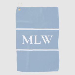 Eenvoudige Baby Blauw en Wit Monogram Sjabloon Golfhanddoek