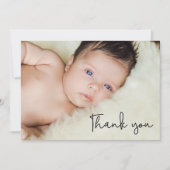 Eenvoudige Baby Foto Dank u Script Geboorte Aankondiging (Voorkant)