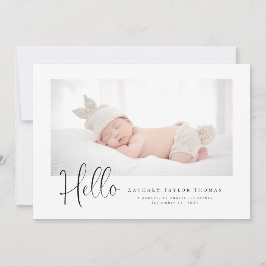 Eenvoudige Baby foto dank u script hart Aankondiging (Voorkant)