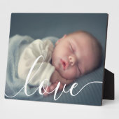 Eenvoudige Baby foto van Elegant Script Fotoplaat (Zijkant)