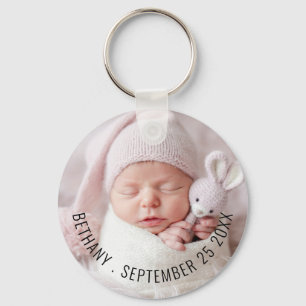Eenvoudige Baby Fotonaam Datum geboortedatum Sleutelhanger
