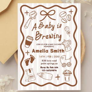 Eenvoudige Baby Is Brouwen Doodle Coffee Baby Show Kaart