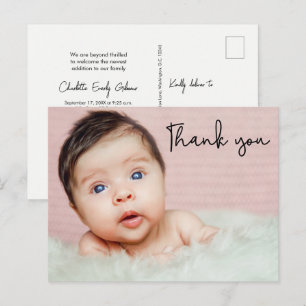 Eenvoudige Baby Meisje Douche Geboorte aankondigin Briefkaart