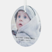 Eenvoudige Baby 'Mijn eerste Kerstmis'-foto Keepom Glas Ornament (Voorkant links)