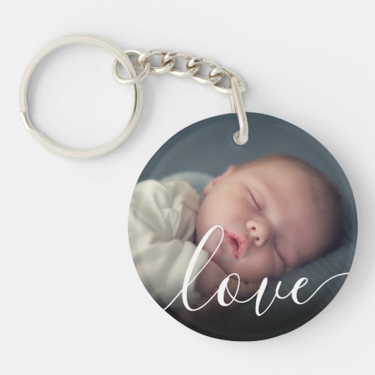 Eenvoudige Baby Photo Love Script Sleutelhanger (Voorkant)