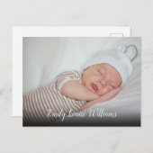 Eenvoudige babyfoto scriptaankondiging briefkaart (Voorkant / Achterkant)