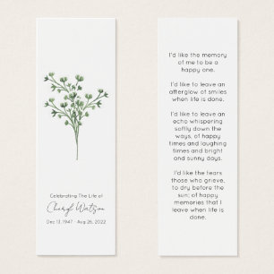 Eenvoudige Baby's Adem Funeral Herdenkingsbladwijz Mini Visitekaartjes