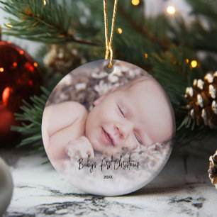 Eenvoudige baby's eerste Kerstmis Keramisch Ornament