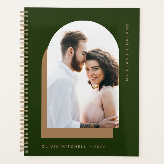 Eenvoudige balk | Modern Forest Green met foto Planner (Voorkant)