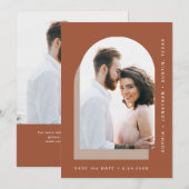 Eenvoudige balk | Modern Two Photo Terracotta Save The Date (Voorkant / Achterkant)