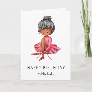 Eenvoudige Ballerina Roze Tutu Zwart Meisje Verjaa Kaart