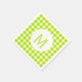 Eenvoudige Basic Lime Green Gingham Monogram Servet (Hoek)