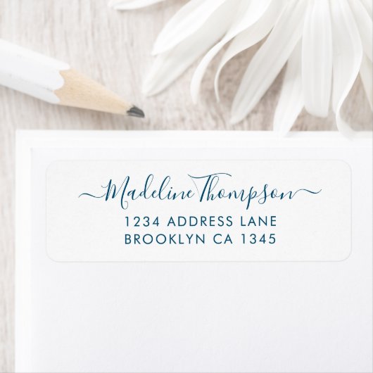 Eenvoudige basic marineblauw elegant script meisje etiket (Insitu)