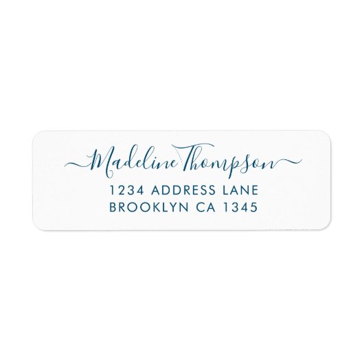 Eenvoudige basic marineblauw elegant script meisje etiket (Voorkant)