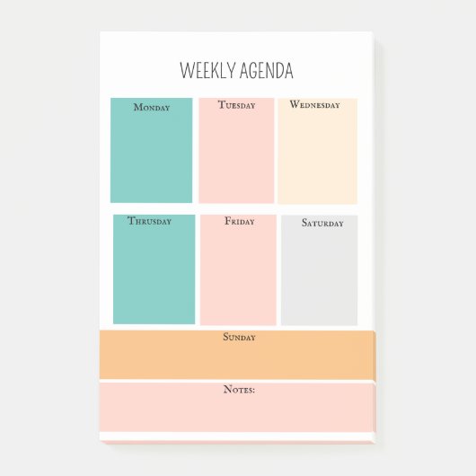 Eenvoudige Basic Planner-taakweekagenda voor taken Post-it® Notes (Voorkant)