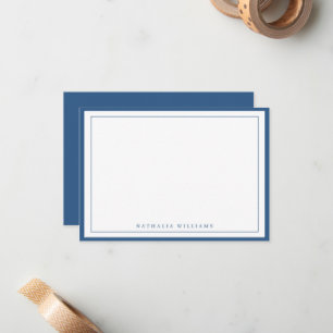 Eenvoudige basis marineblauwe rand briefpapier notitiekaartje