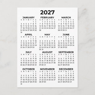 Eenvoudige Basis Zwart En Wit 2027 Kalender Minima Briefkaart
