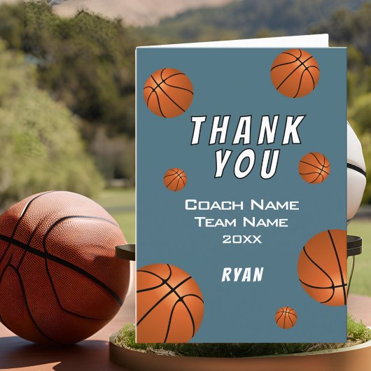 Eenvoudige Basketbal Bal Dank je Coach  Bedankkaart