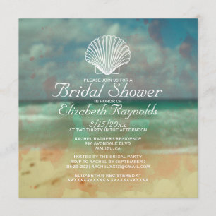 Eenvoudige Beach Destination Bridal Shower-uitnodi Kaart