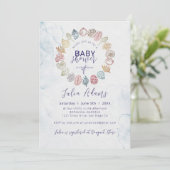 Eenvoudige Beach Ocean Seashell Krans Baby shower Kaart (Staand voorkant)