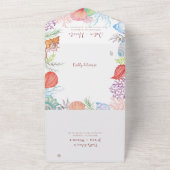 Eenvoudige Beach Ocean Seashell krans bruiloft All In One Uitnodiging (Buitenkant)