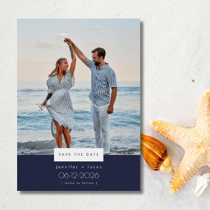 Eenvoudige Beach Weddenfoto Save the Date Kaart