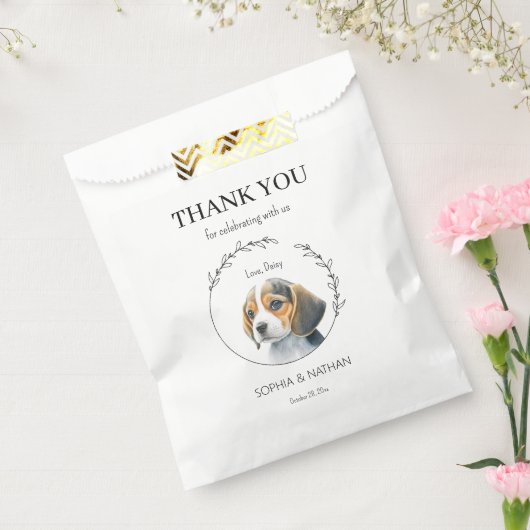 Eenvoudige Beagle Dog Bruiloft Dank u Favor Bag Bedankzakje (Gezegeld)
