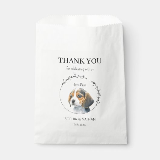 Eenvoudige Beagle Dog Bruiloft Dank u Favor Bag Bedankzakje (Voorkant)