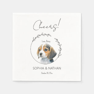 Eenvoudige Beagle Puppy Hond Bruiloft Cocktail ser Servet