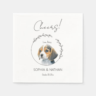 Eenvoudige Beagle Puppy Hond Bruiloft Cocktail ser Servet