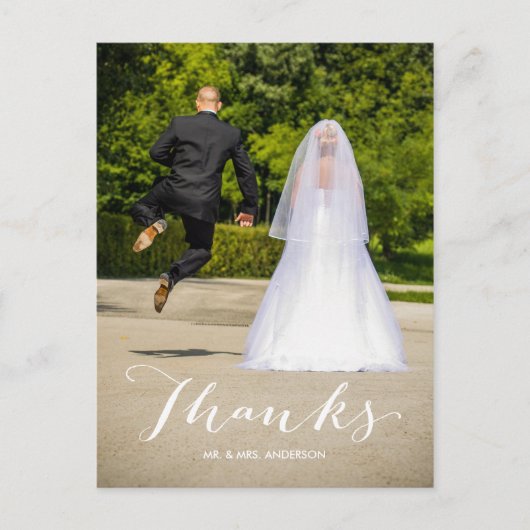 Eenvoudige Bedankt Foto bruiloft Dank u Briefkaart (Voorkant)