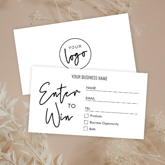 Eenvoudige bedrijfslogo loterij, maak kans op een  plaatskaartje