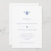 Eenvoudige  Bee Blue Wedding Kaart (Voorkant / Achterkant)