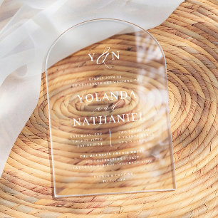 Eenvoudige Beginletters Elegante Kalligrafie Boog  Acryl Uitnodigingen