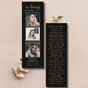 Eenvoudige begrafenis 3 foto Gold Black Prayer Kaa Mini Visitekaartje