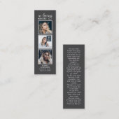 Eenvoudige begrafenis 3 Foto Sympathy Grey Prayer  Mini Visitekaartje (Voorkant / Achterkant)