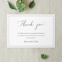 Eenvoudige begrafenis Dank u Kaart Nota