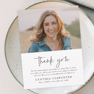 Eenvoudige begrafenis Memorial Foto Dank u kaart