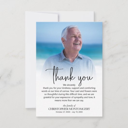 Eenvoudige begrafenisfoto bedankkaart (Voorkant)