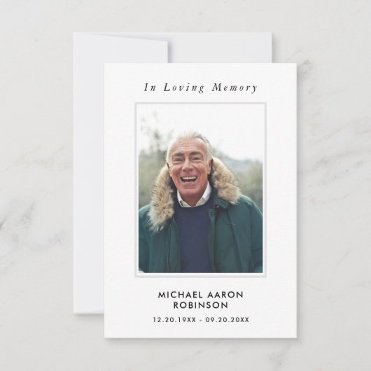Eenvoudige begrafenisfoto Memorial Modern Prayer K Kaart (Voorkant)