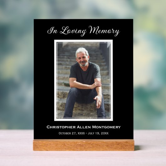 Eenvoudige begrafenisfoto Sympathy Memorial Acryl Bord (Neutraal)