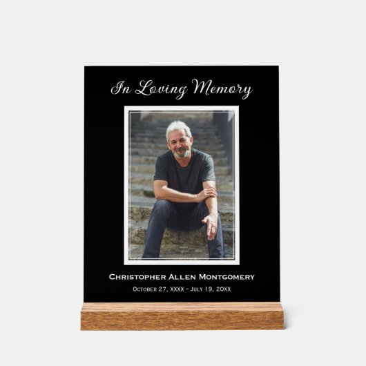 Eenvoudige begrafenisfoto Sympathy Memorial Acryl Bord (Voorkant)