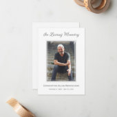 Eenvoudige begrafenisfoto Sympathy Memorial Notitiekaartje (Voorkant / Achterkant in situ)