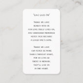 Eenvoudige begrafenisfotosympathie Memorial Prayer Visitekaartje (Achterkant)