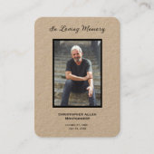 Eenvoudige begrafenisfotosympathie Memorial Prayer Visitekaartje (Voorkant)