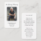 Eenvoudige begrafenisfotosympathie Memorial Prayer Visitekaartje (Voorkant / Achterkant)